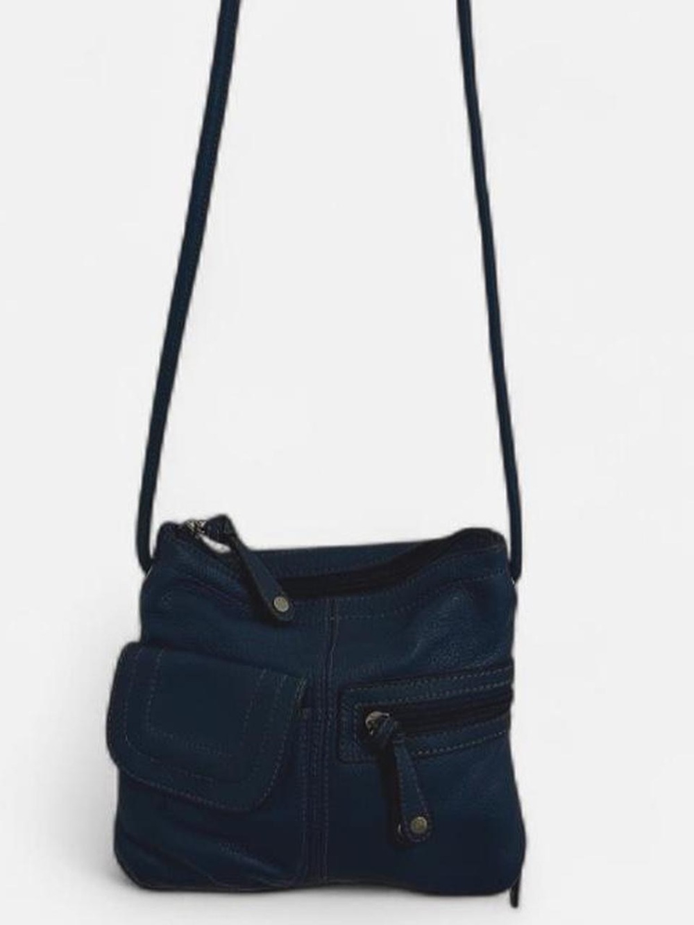 Vintage Tignanello Genuine Leather Navy Blue Crossbody Bag
